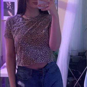 Cheetah cropped t shirt